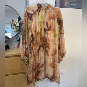 Adolfo Dominguez Floral Midi Flowy Crepe Dress